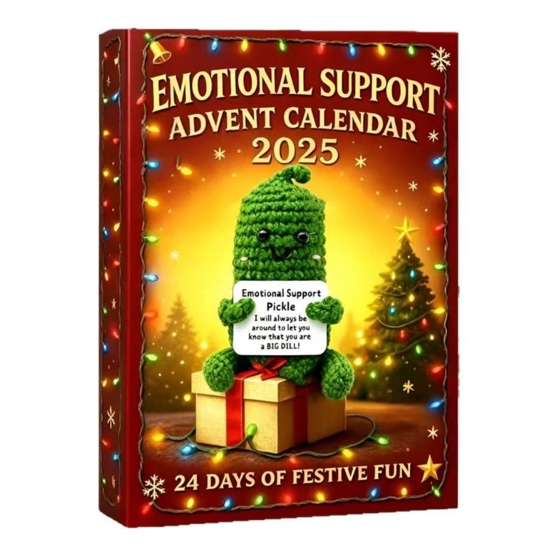 Holiday Countdowns Calendar with Daily Crochet Surprises Acrylic Emotional Support Decorations for Christmas Gift