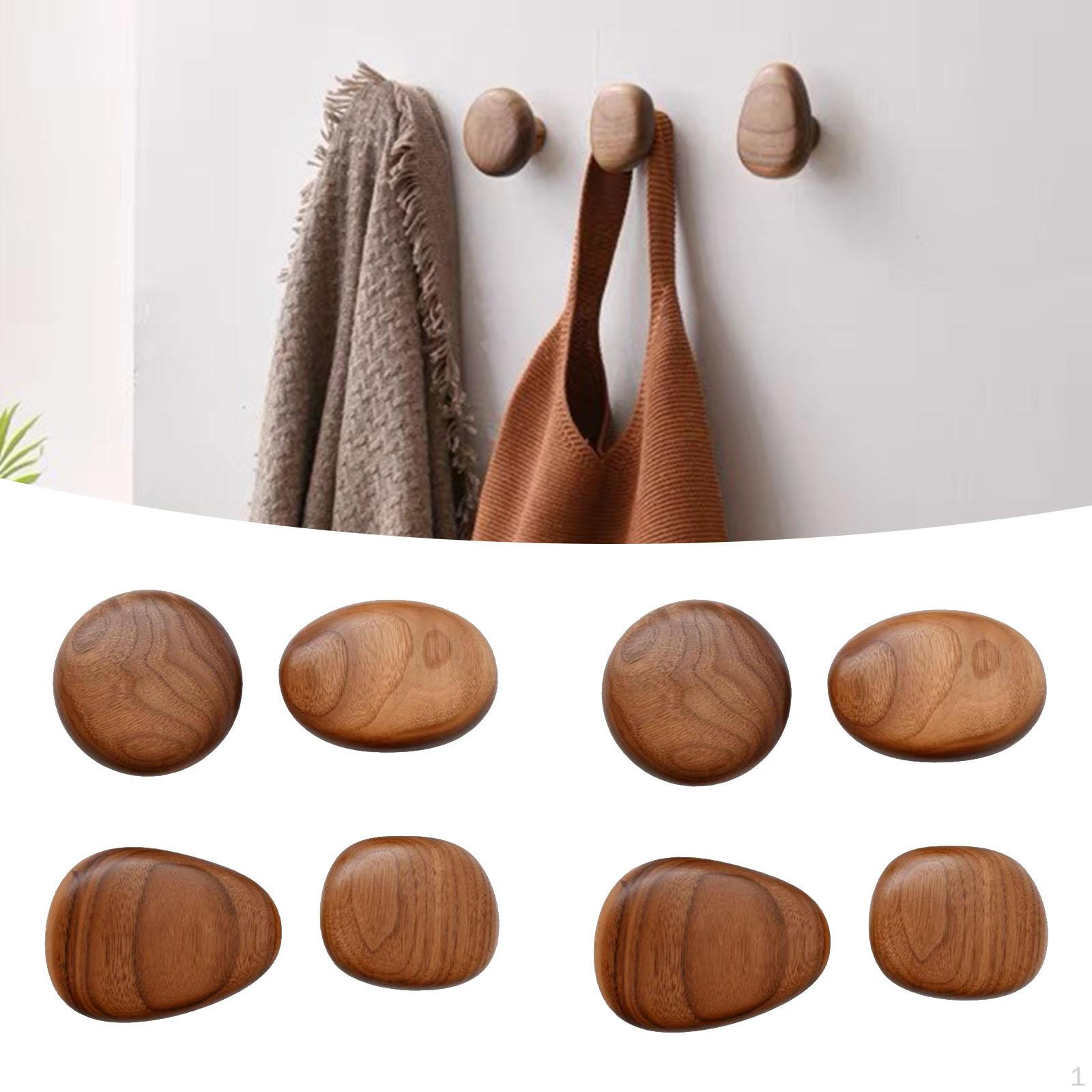 

2x 4Pcs, Wood Wall Mounted Coat Hooks Wooden Racks Cabinet Knobs for