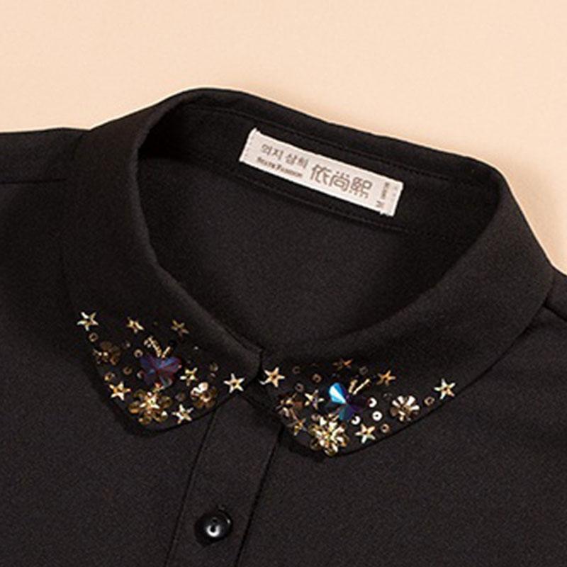 

Модный бисерный фальшивый воротник Женские съемные воротники Черные ложные воротники Женский съемный шифоновый полурубашка галстук Неп крагие