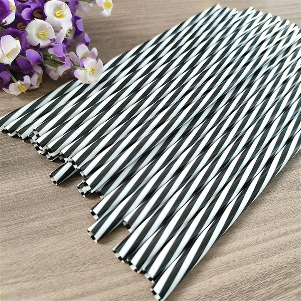100 Pieces Plastic Drinking Straws 8 Inches Long Multi-Colored Striped Foldable