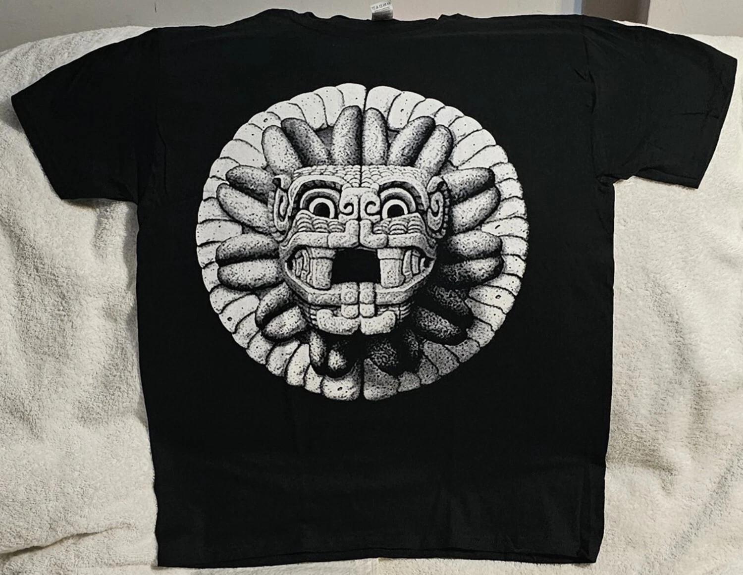 AZTEC MAYAN INCA CALENDAR ART WARRIOR MEXICO T-shirt L