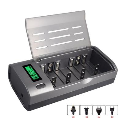 Cityork Slots LCD Display Battery Charger For NIMH NICD 1.2V AA AAA C D Size or 9V Rechargeable Battery Quick Charger