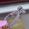 Rhinestone Round Engagement Bridal Wedding Rings Womens Jewelry AVE