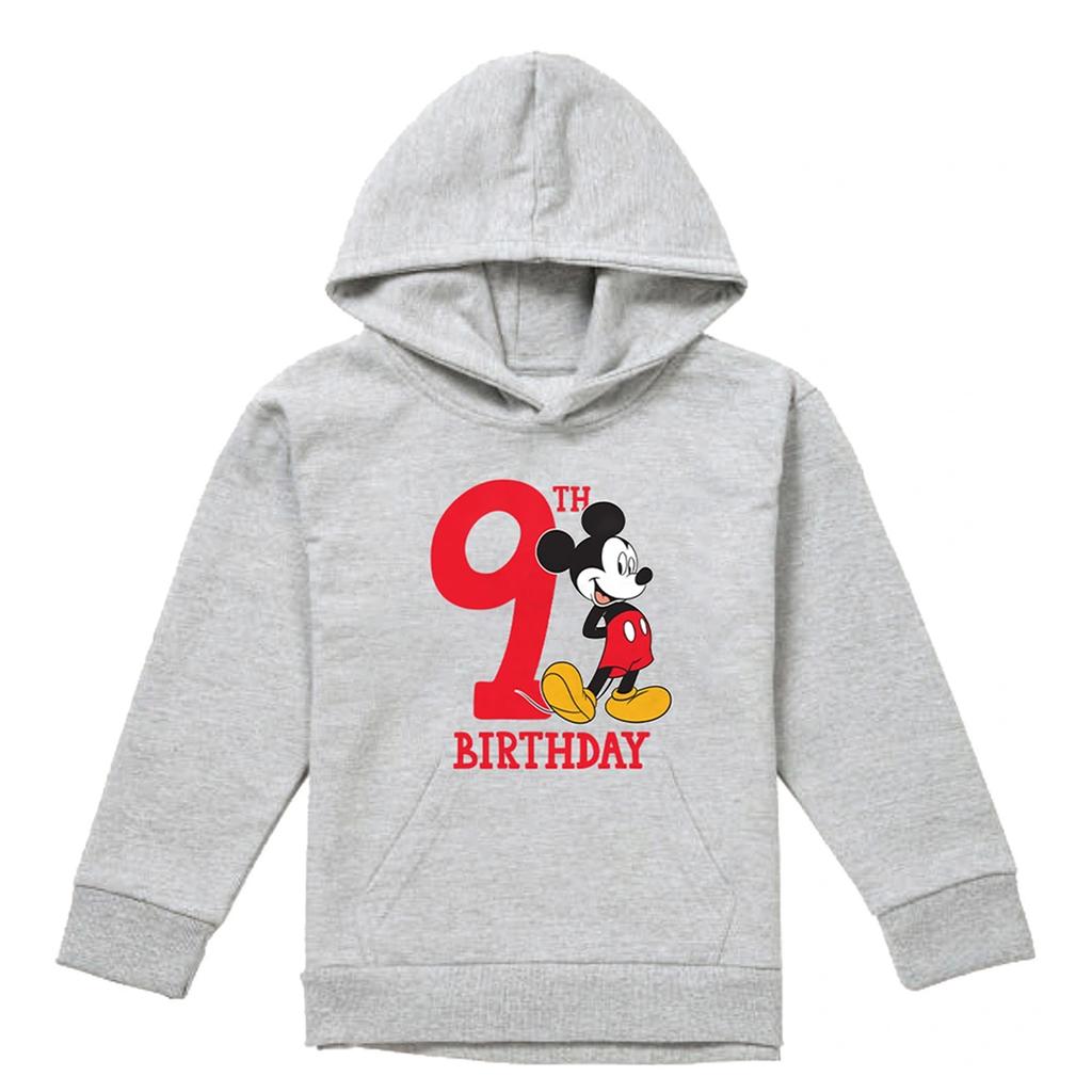 Disney Childrens/Kids Mickey Mouse Heather 9th Birthday Hoodie
