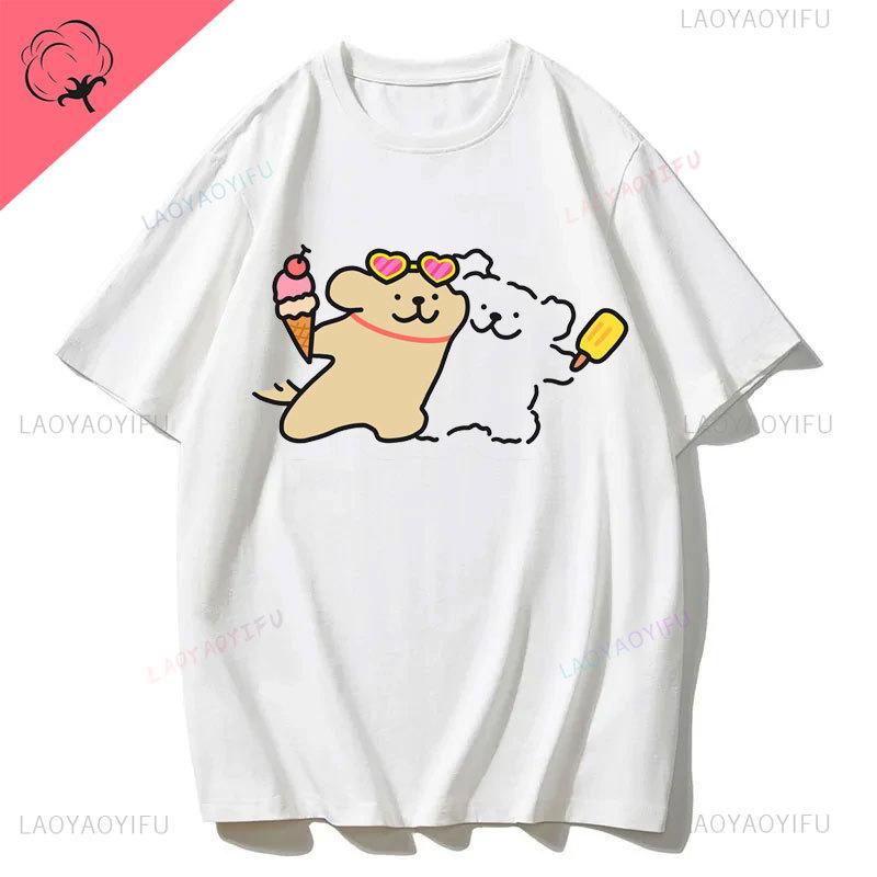 Maltese Dog Couple Cute Simple Pen Line Dog Aesthetic Clothing Unisex Style Graphic T Shirts Cartoon New in Tops Tees Tshirt
