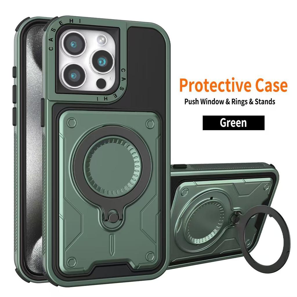Applicable To IPhone16promax Mobile Phone Case Magnetic Three-piece Set Apple 15/14 Large Bracket Full-inclusive Protective Case