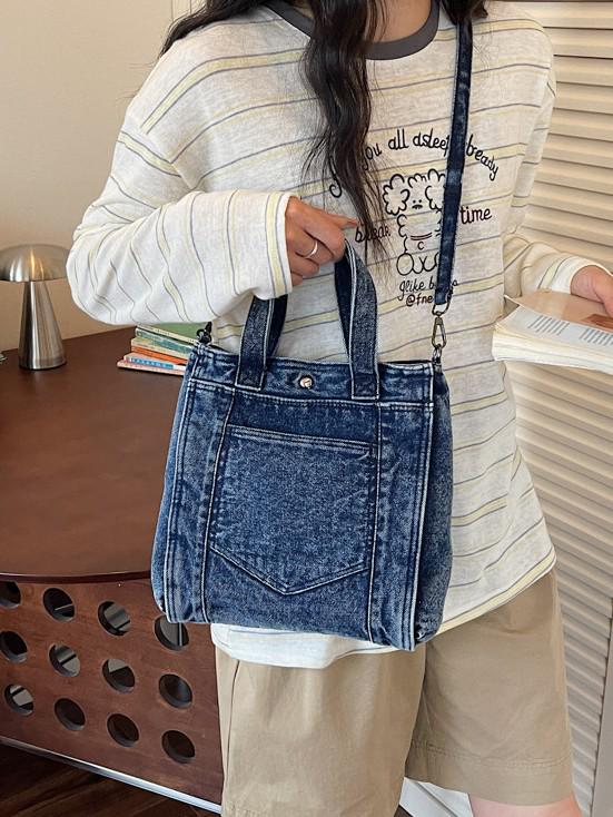 Korean Style Denim Shoulder Bag 2026: Versatile, Large Capacity Crossbody for School & Commute
