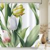 Tulip Flowers Print Shower Curtains Watercolor Boho Floral Waterproof Polyester Bathroom Bathtub Curtain Room Decor With Hooks