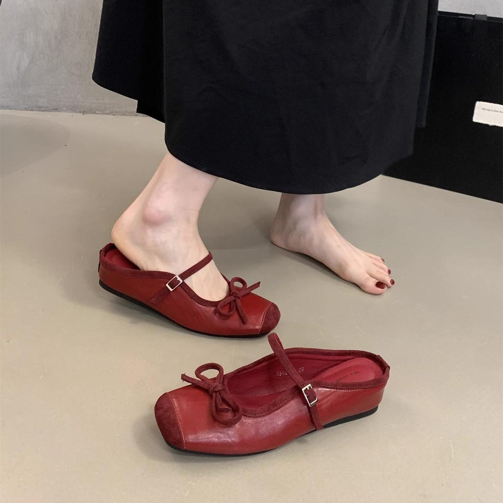 Inner height-increasing silver bag head half slippers women's outer wear 2025 new summer fairy evening platform Mary Jane single shoes