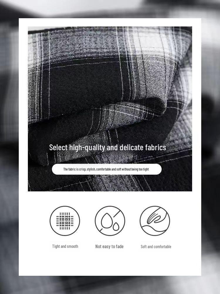 Women's High-Waist Plaid Wide-Leg Drape Pants - Black/White