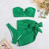 Sexy With  Mid Waist Bikini Female Swimsuit Women Swimwear Three-pieces Bikini Set Bather Bathing Suit Swim