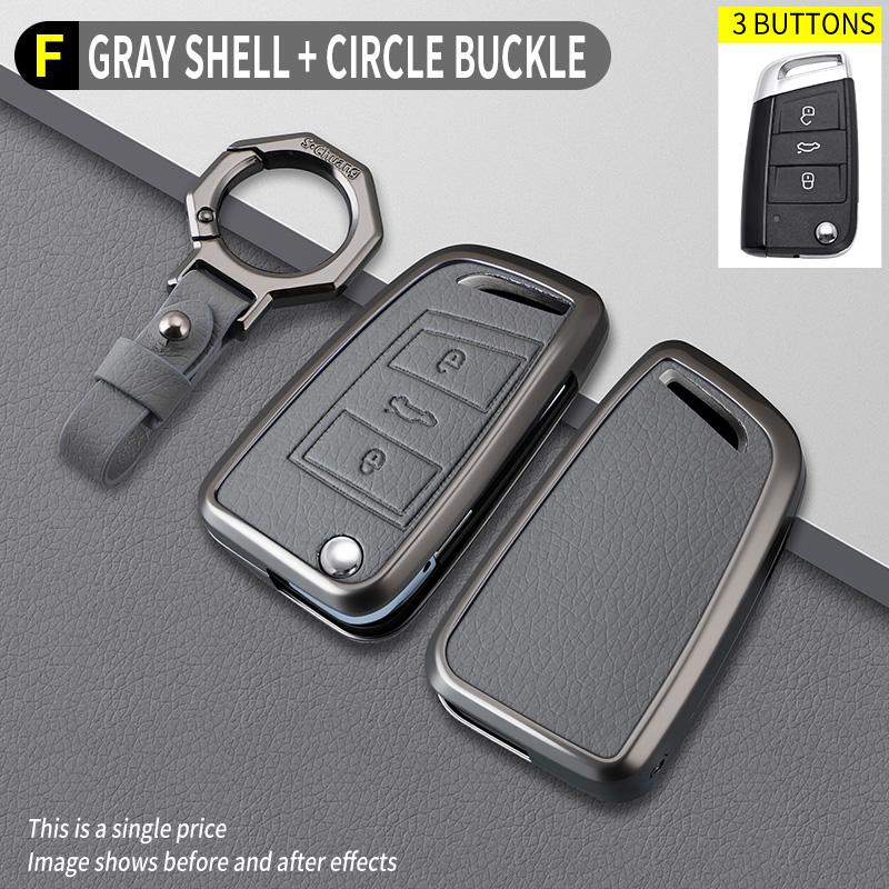 Metal Genuine Leather Auto Key Fob Cover Case Fit For Vw Volkswagen Golf 7 Mk7 Tiguan Mk2 Fit For Seat Ateca Leon Fr 2 Ibiza Skoda Octavia Kodiaq