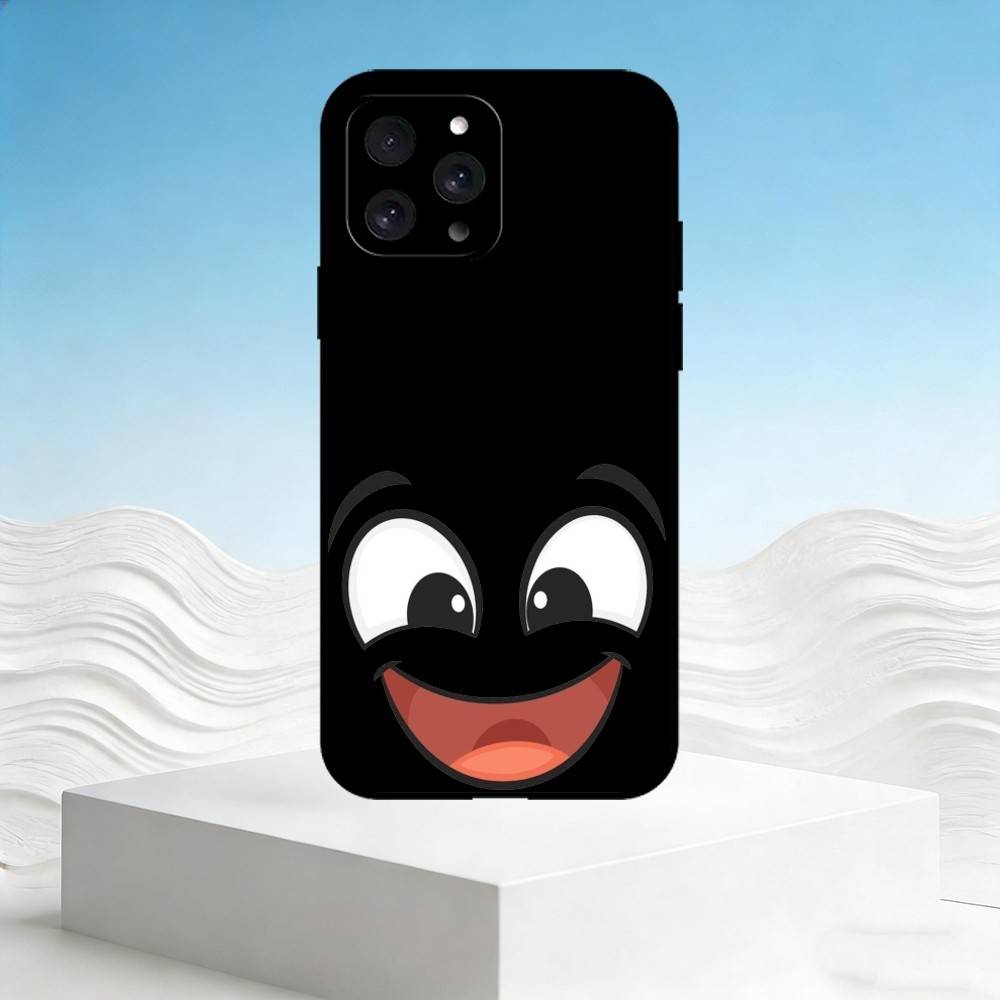 

Чехол для телефона с мультяшным выражением лица Для iPhone 17,16,15,14,13,12,11 Plus,Pro Max,SE4 Мягкий силиконовый черный чехол iPhone14ProMax
