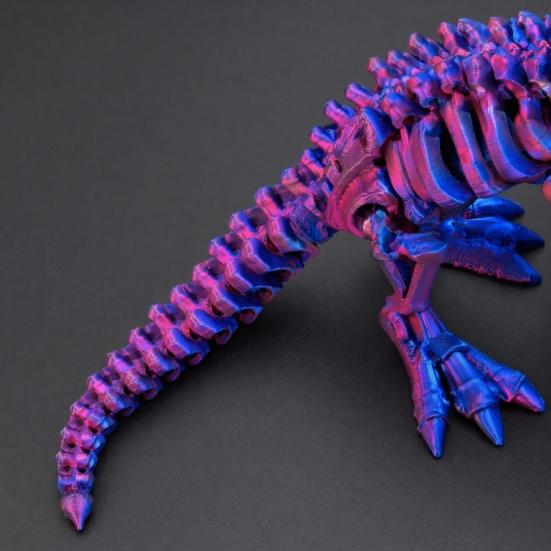 Desktop Dinosaur Ornament 3D Printed Figure, Movable Joints Smooth Opening Decoration, Flexible Figure Gradient Metallic Texture Mini Bone Accessories