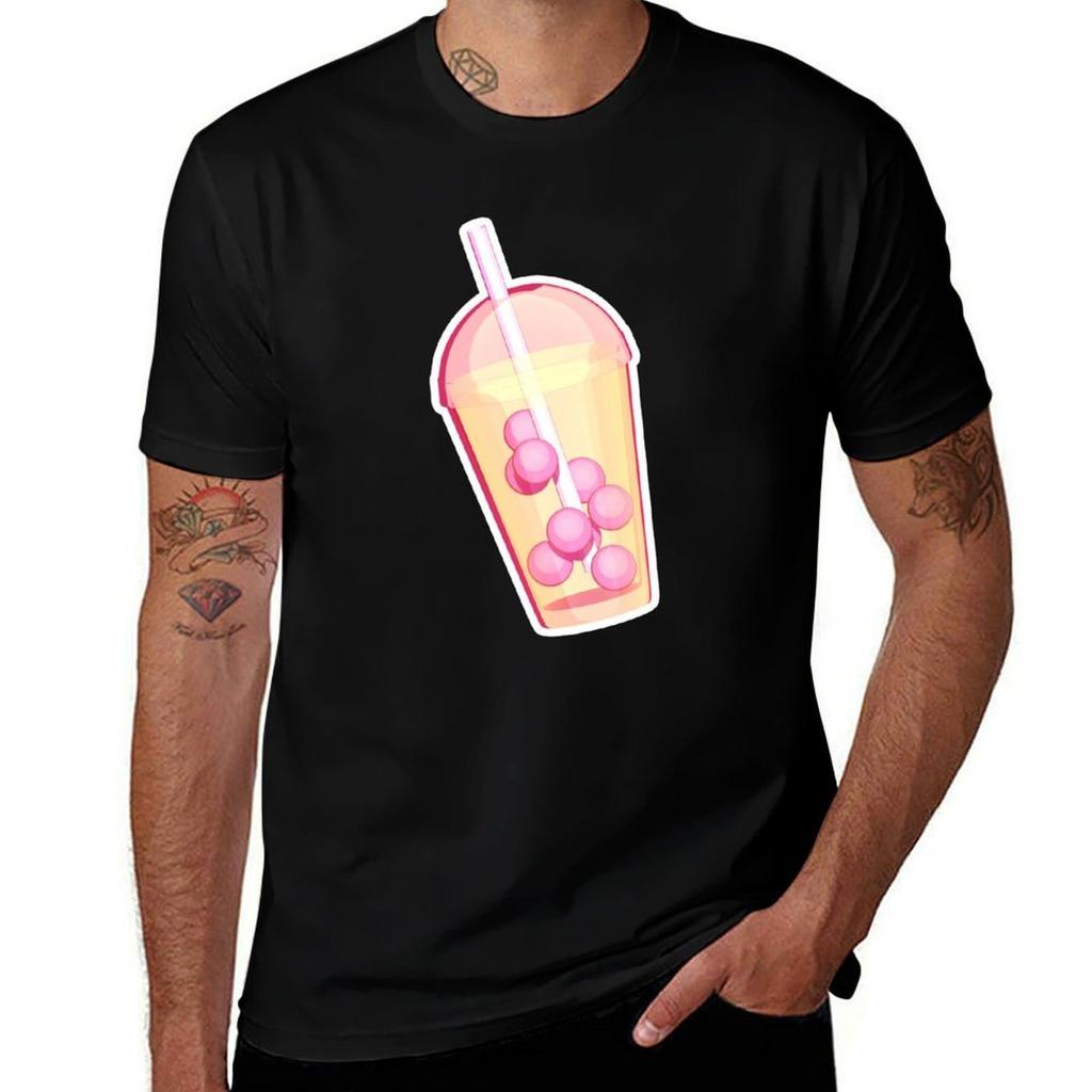Bubble Tea Pink Tshirt Fashion Casual Short Sleeve Tshirt
