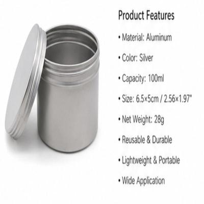 Contenitore Rotondo in Alluminio 120ml 65*50mm Coperchio Sigillato per Creme Uso Cosmetico