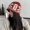 Fisherman knitted hat children autumn and winter plush retro wool hat warm ear protection big head circumference cold hat men's headgear hat