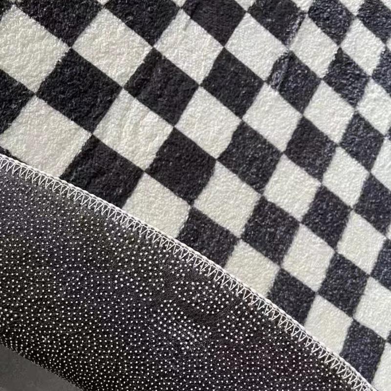 Round Checkerboard Carpet Dresser Thickened Carpet Home Living Room Bedroom Bedside Large Area Carpets Fluffy Soft Non-slip Rug