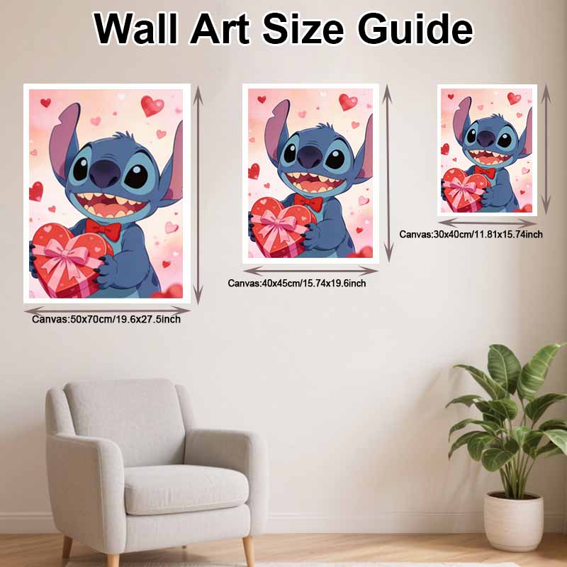 Disney Diamond Painting Kit Unframed Adorable Stitch Heart Classic Style Home Decor Craft, Perfect Gift Idea