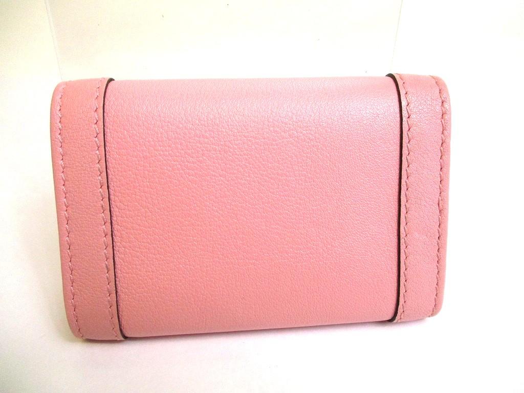 Authentic GUCCI Double G Bamboo Pink Leather 6 Pics Key Chain #a611 Refurbished