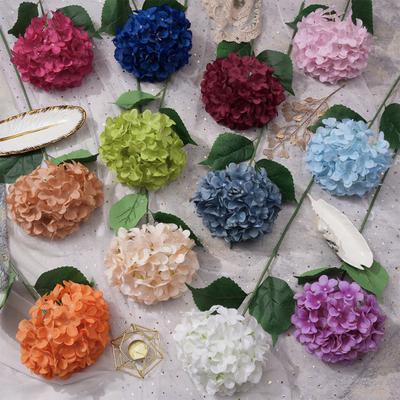 Fleur d'hortensia artificielle au toucher réel 70 cm Fleur d'hortensia entièrement artificielle Hortensias artificiels réalistes en soie pour bouquet de mariage DIY Printemps Intérieur