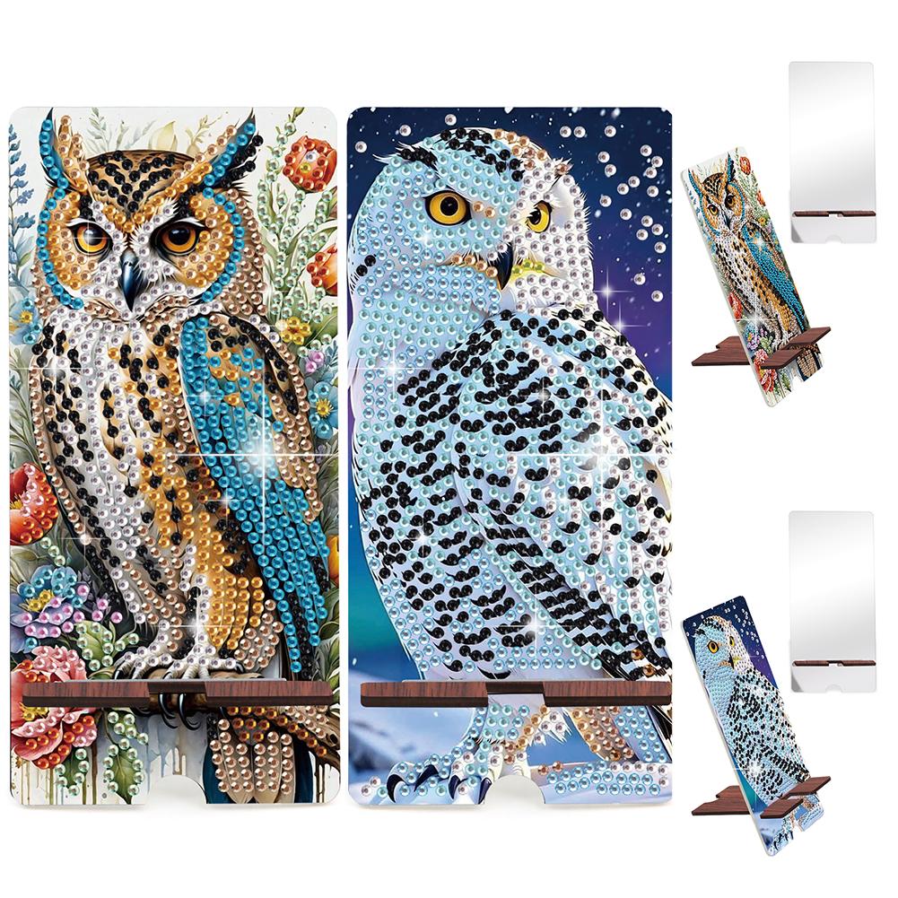 2pcs Acrylic Diamond Art Kits Phone Holder And Mirror 5D Diamond Art Phone Holder for Adults Creative DIY Craft Gift Set