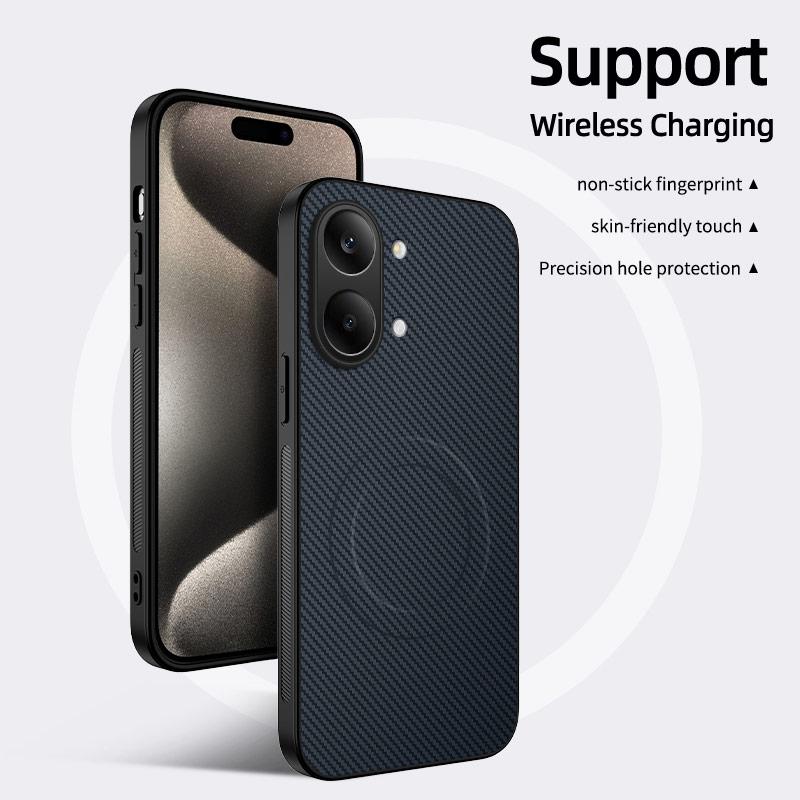 Carbon Fiber Texture Wireless Charging Magnetic Case For Xiaomi Poco X8 Pro Max PocoX8ProMax PocoX8Pro G ShockProof Phone Cover