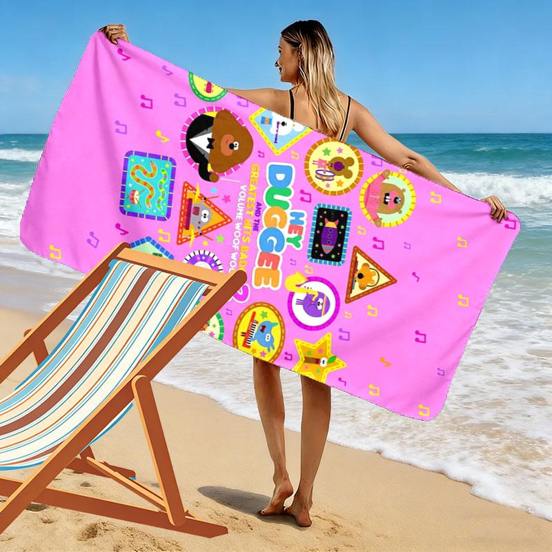 Hey Duggee Print Beach Towel, Large Soft Quick Dry Towel for Beach Camping Swimming