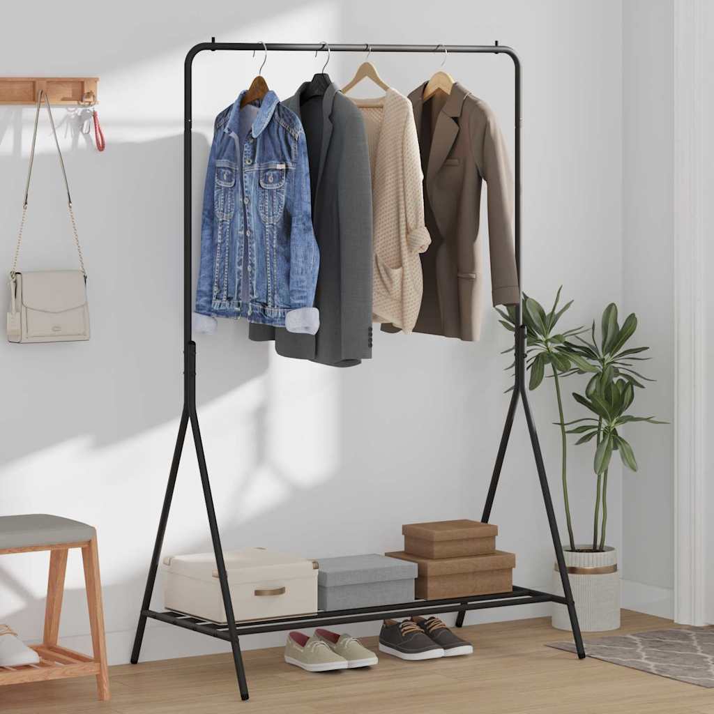 Black Clothes Stand with Storage 100 x 56 x 154 cm Steel