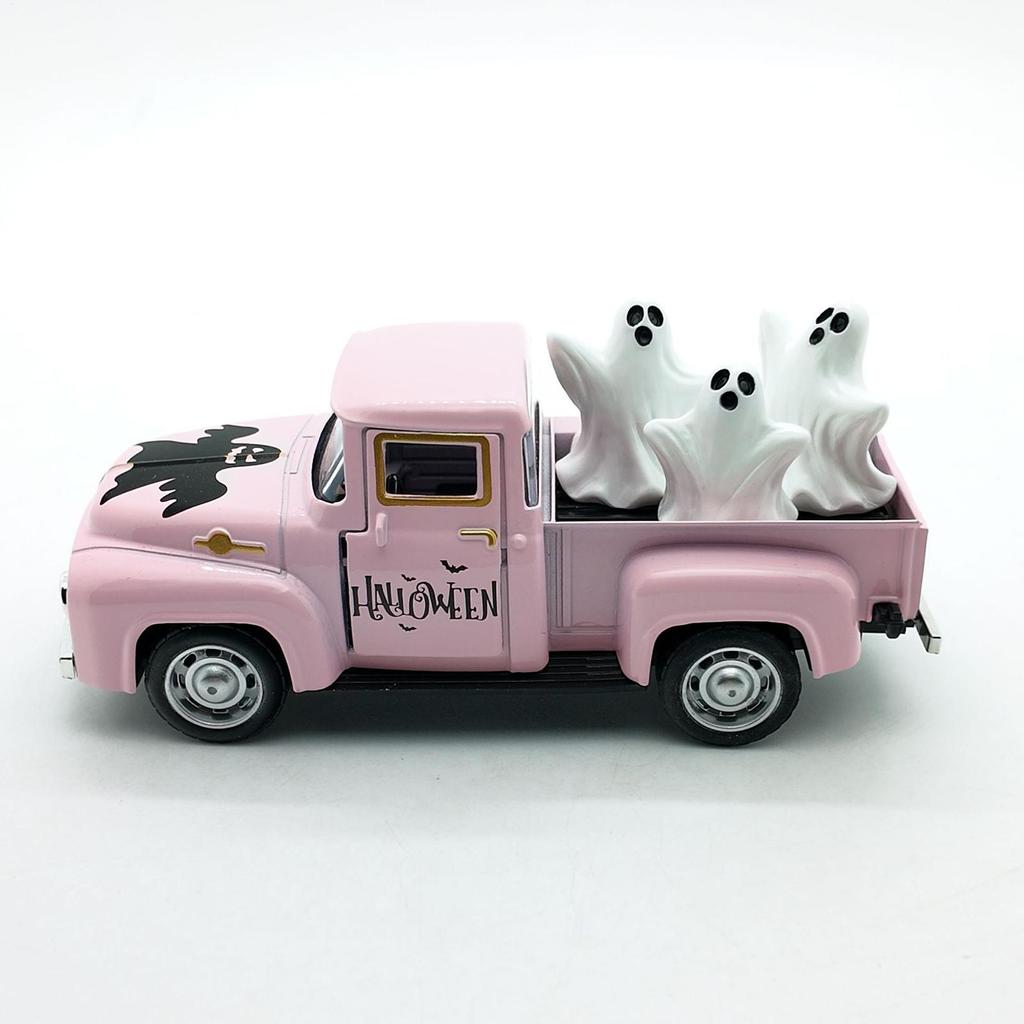 Halloween Ghost Decor Mini Ornaments For Tabletop Funny Truck Ghost Desktop Figurine For Halloween Showcase Entryway Classroom