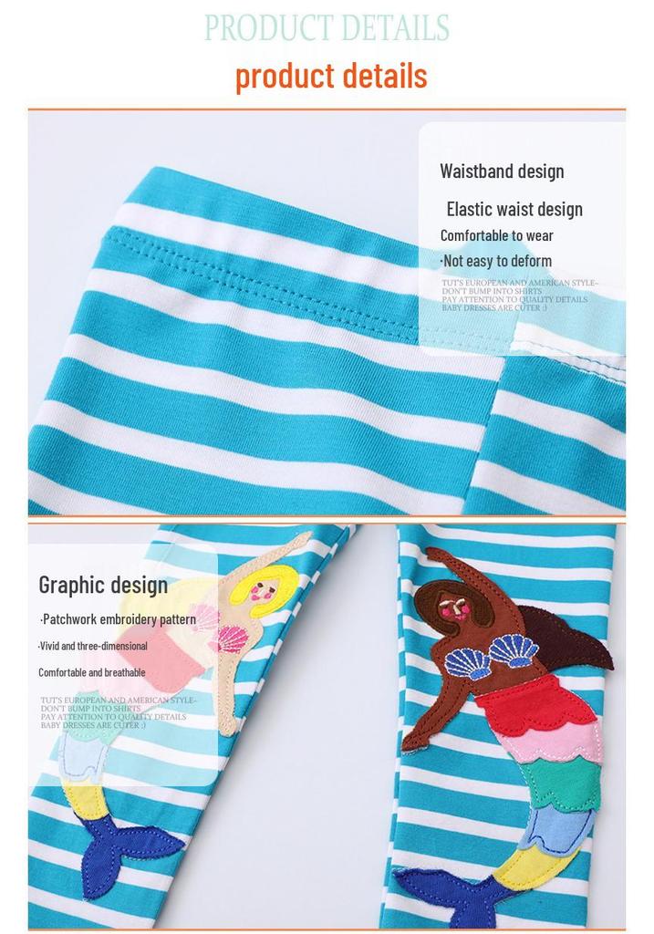 2026 Mädchen-Leggings mit Stickerei, formend, elastisch – Europäischer & Amerikanischer Stil für Frühling & Herbst