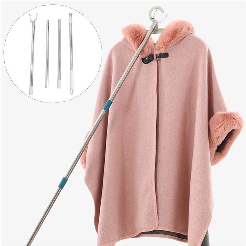 

Adjustable Splicing Clothes Drying Pole Stainless Steel Aluminum Clothes Hook Rod Wardrobe Closet Reach Stick Splicable Clothing 167X5CM