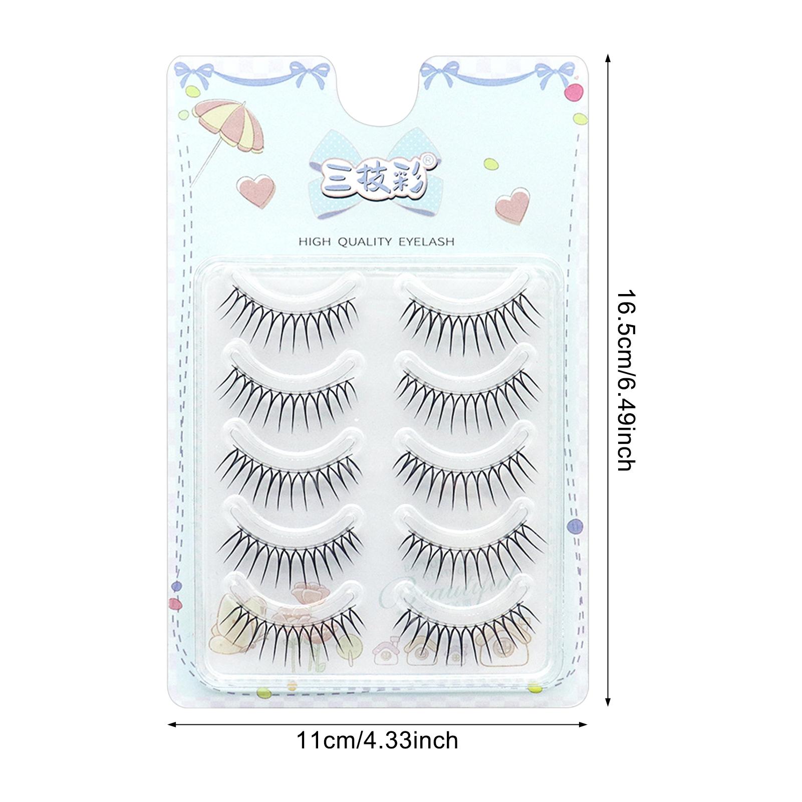 

5 Pairs False Eyelashes Korean Style Full Eyelash Extensions for Women Girls Natural Daily Makeup Tools