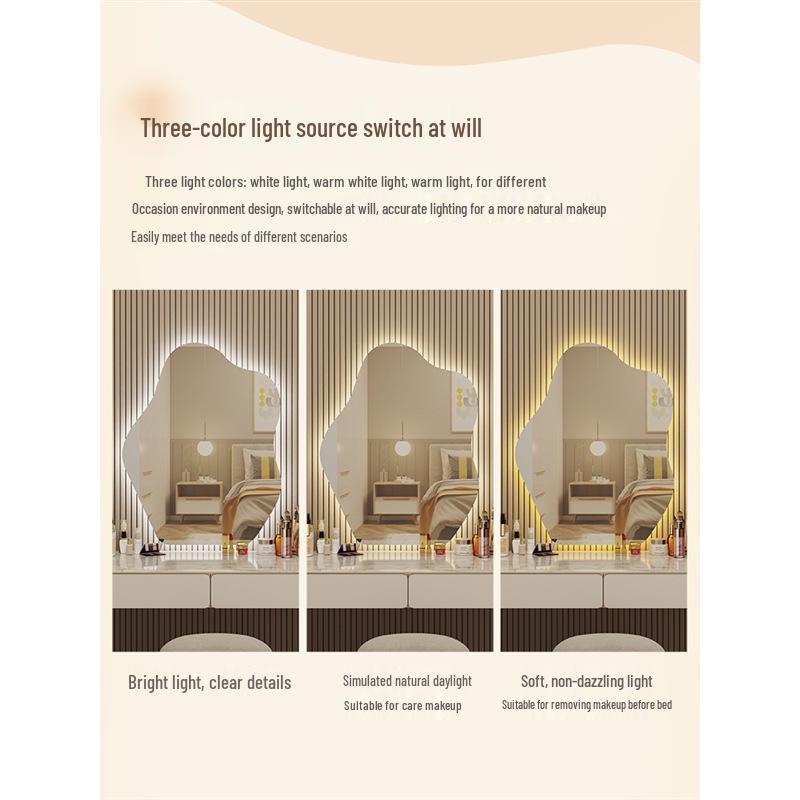 Irregular Shape LED Vanity Mirror: Wall-Mounted, Luminous, Smart Cloud Bedroom Makeup Mirror with Lights