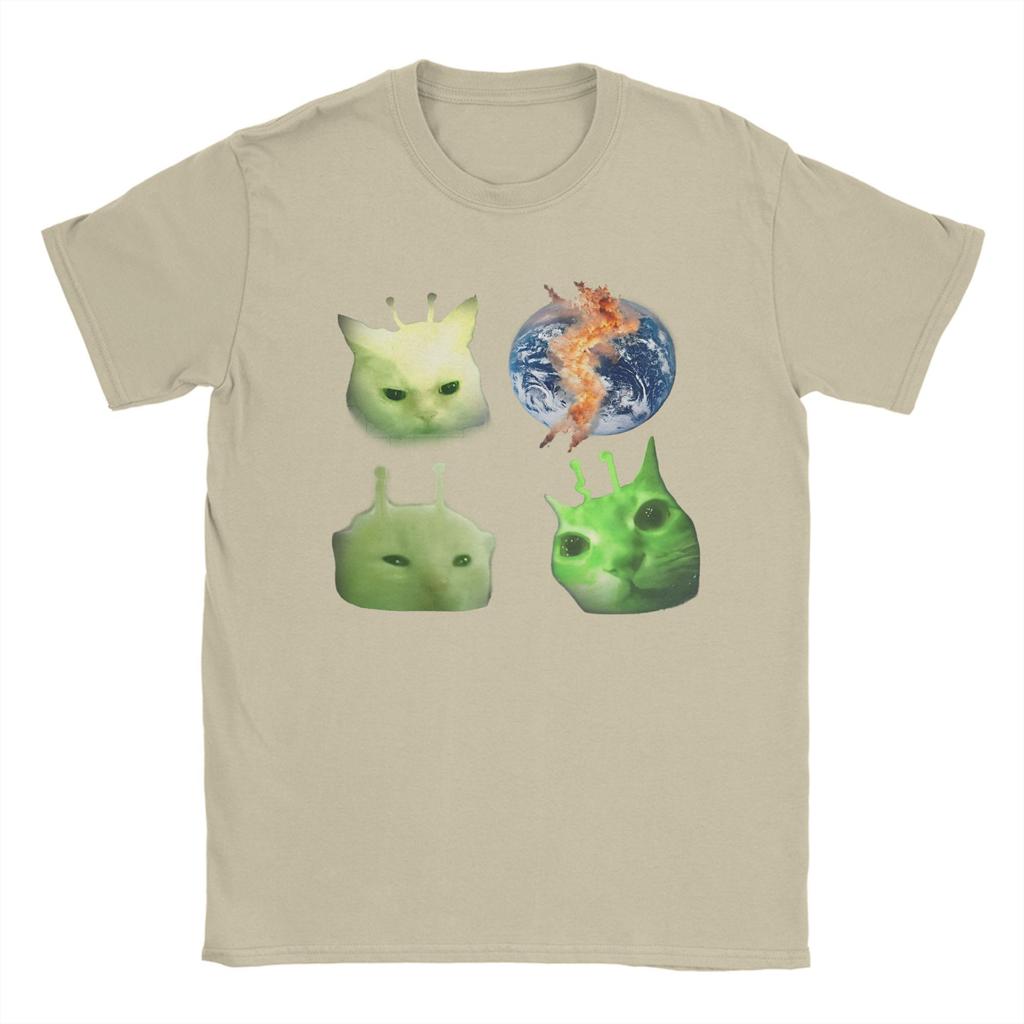 Mode Drei Glorps Alien Katze Meme T-Shirts für Herren Rundhals 100% Baumwolle T-Shirt Kurzarm T-Shirt 4XL 5XL Kleidung