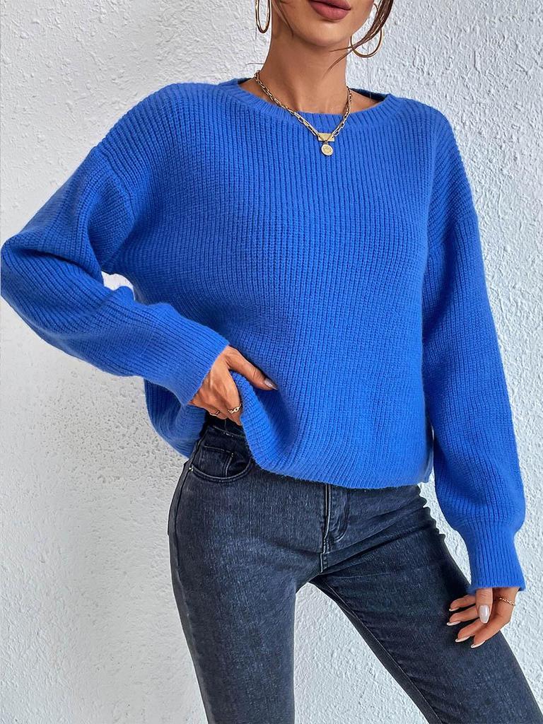 European Multi-Color Long-Sleeve Knit Sweater: Women's Loose-Fit, Autumn/Winter Collection