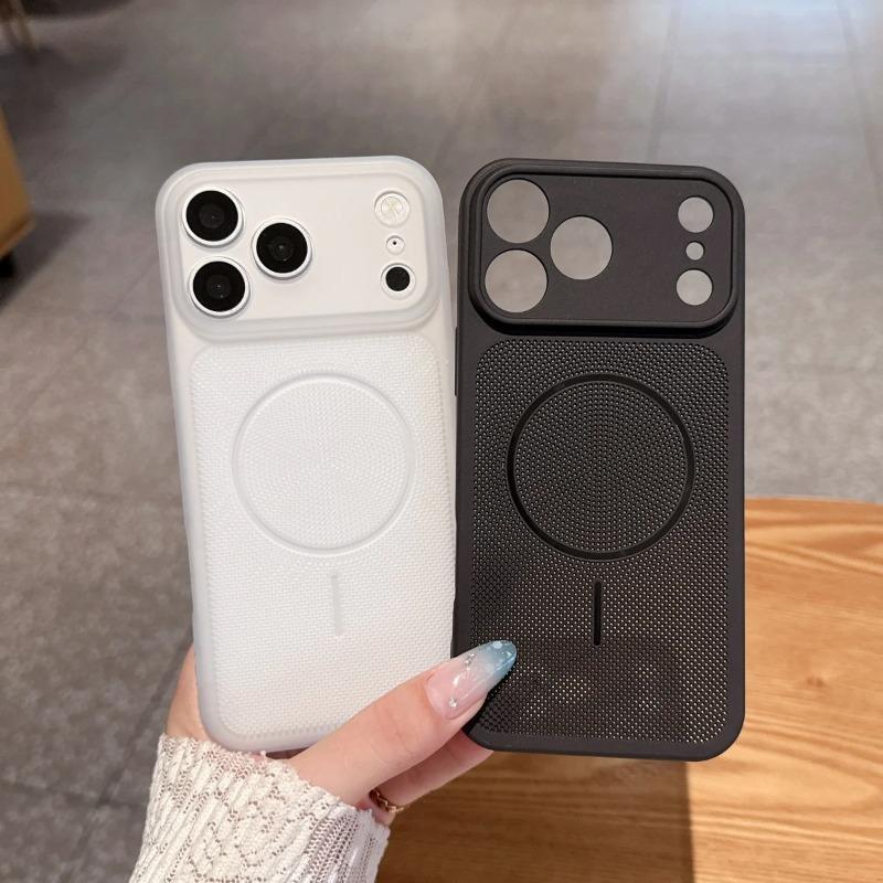 Luxury Heat Dissipation Mesh Soft TPU Case For iPhone 18 17 16 15 14 13 Pro Max Plus Lens Large Window Breathable Cover