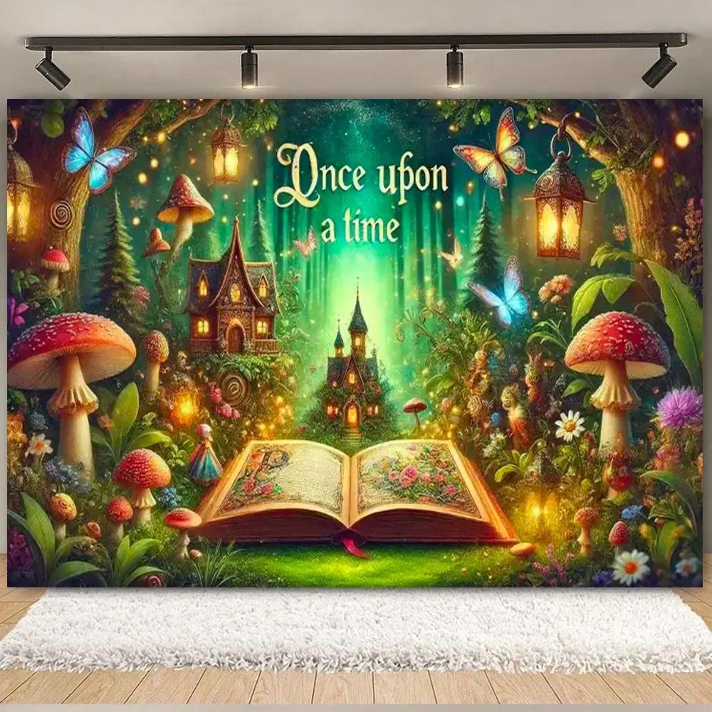 Fairy Tale Enchanted Forest Backdrop Photography Wonderland Dreamy Jungle Mushroom Baby Birthday Party Backgrounds Decor Prop