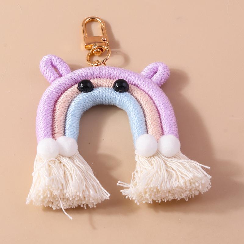 Chaveiro Arco-Íris Fofo Feito à Mão Bola Macia e Fofa Pingentes para Chaveiro para Mulheres Meninas Decoração de Bolsa de Mão Joias Artesanais DIY Presente