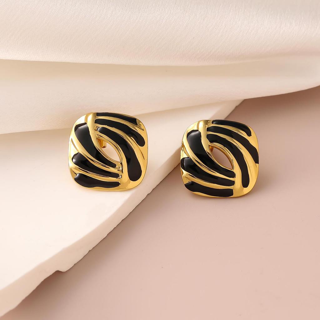 French Enamel Drip Oil Earrings: Stainless Steel, Irregular, Titanium Women's Luxury