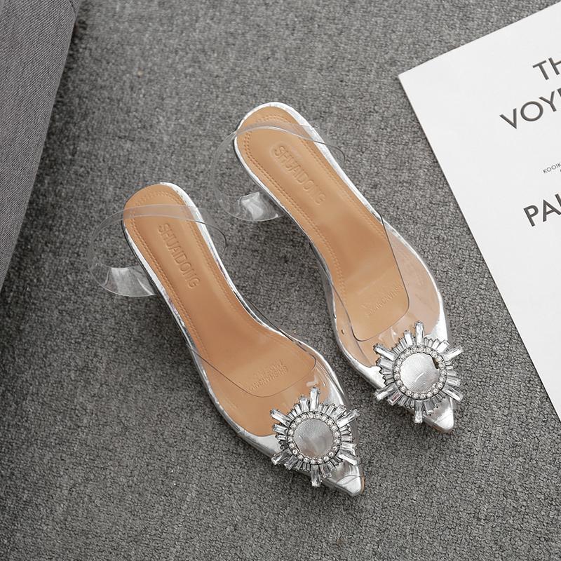 Fashion New Luxury Sandals Women Pumps Transparent High Heels Shoes Sexy Pointed Toe Slip-on Wedding Party Brand Fashion Shoes for Lady