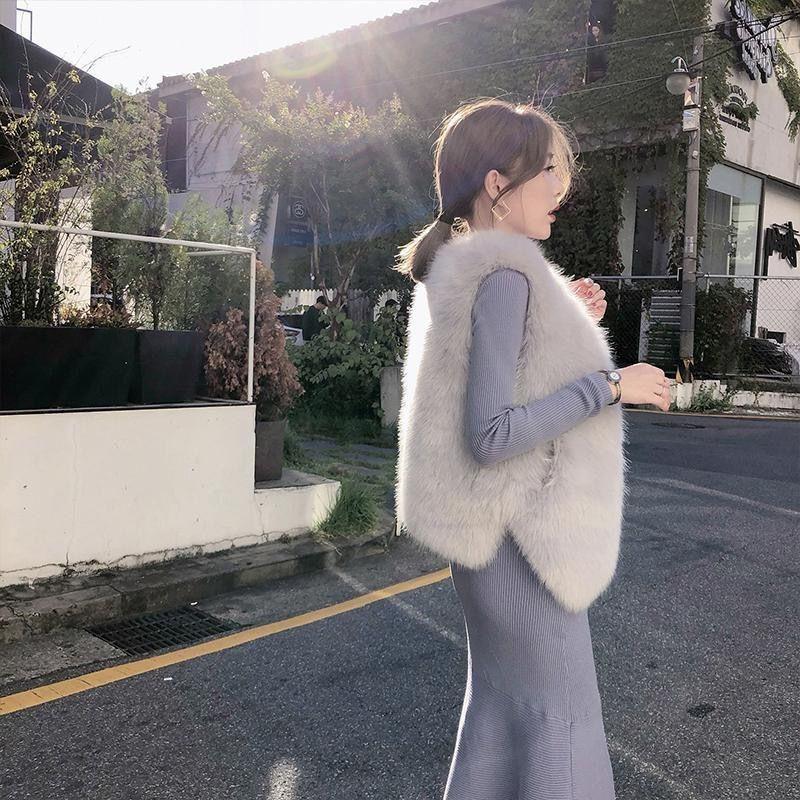 Imitation fur vest women's short 2 autumn and winter new imitation fox fur vest rabbit fur vest sleeveless
