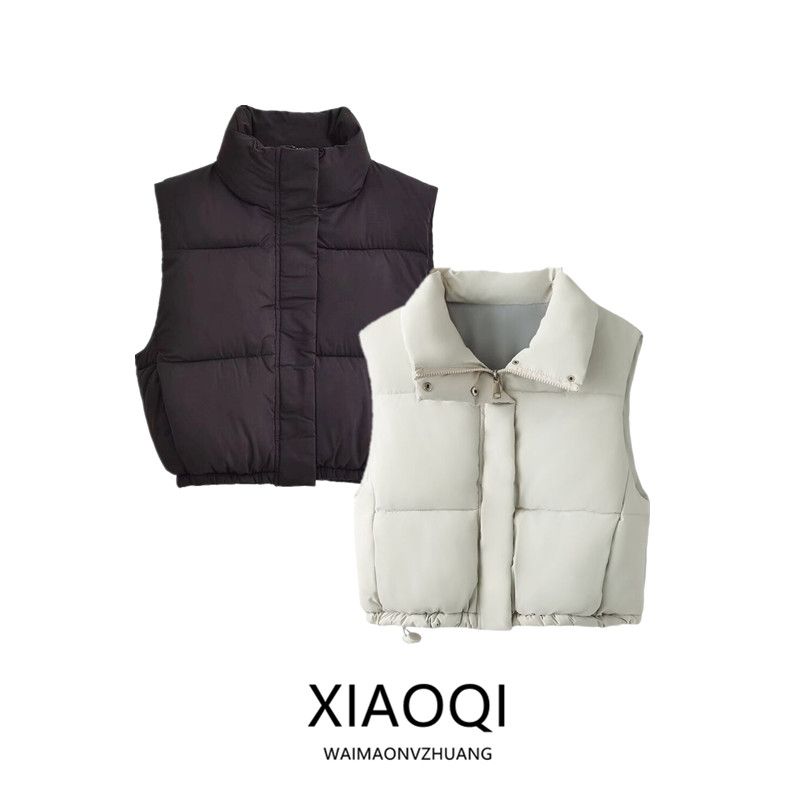 Fashion Style 2024 Fall and Winter New Arrival Women's Clothing Sleeveless Versatile Slim Looking Two-Color Adhesive Cotton Vest 1255824811