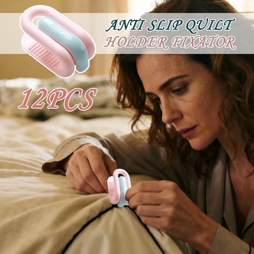 Duvet Comforter Clips No Pins Quilt Fixer Clip 12 Pieces Anti-Movement Bed Quilt Clamps Non-Slip Blanket Fixation Grippers For