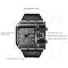 Square Stylish Sports Watch Leather Belt Waterproof Casual Business Black Gift for Boyfriend Fashion Accessory Men's