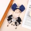 New New Fabric Bowknot Brooches Rhinestone Tassel Bow Tie Female Shirt Collar Pin Vintage Corsage For Women Accessories