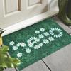 Welcome Floral Doormat Green Grass Pattern Entrance Mat Non-Slip Washable Outdoor Rug for Home Front Door Garden Decor