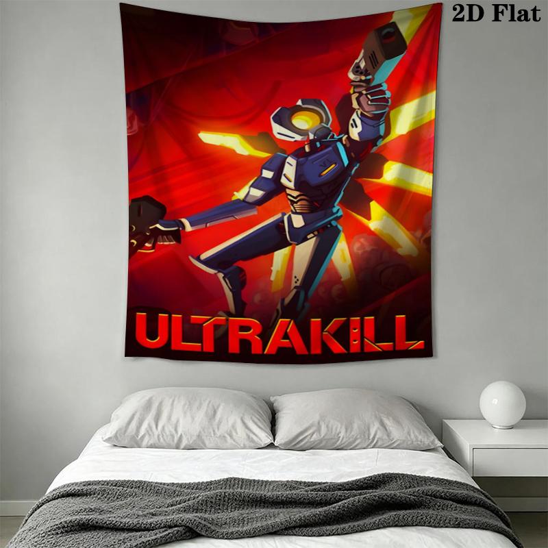 ULTRAKILL Wall Tapestry Aesthetic Wall Hanging Printed Fabric Blanket Decorative Tapestries for Bedroom Living Room Home Decor