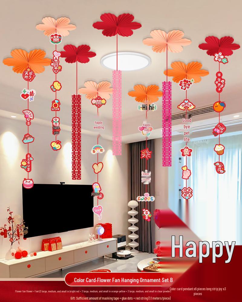 Ceiling Hanging Decorations: Wedding, Living Room, Bedroom, Boudoir Pendants & Fan Floral Ornaments