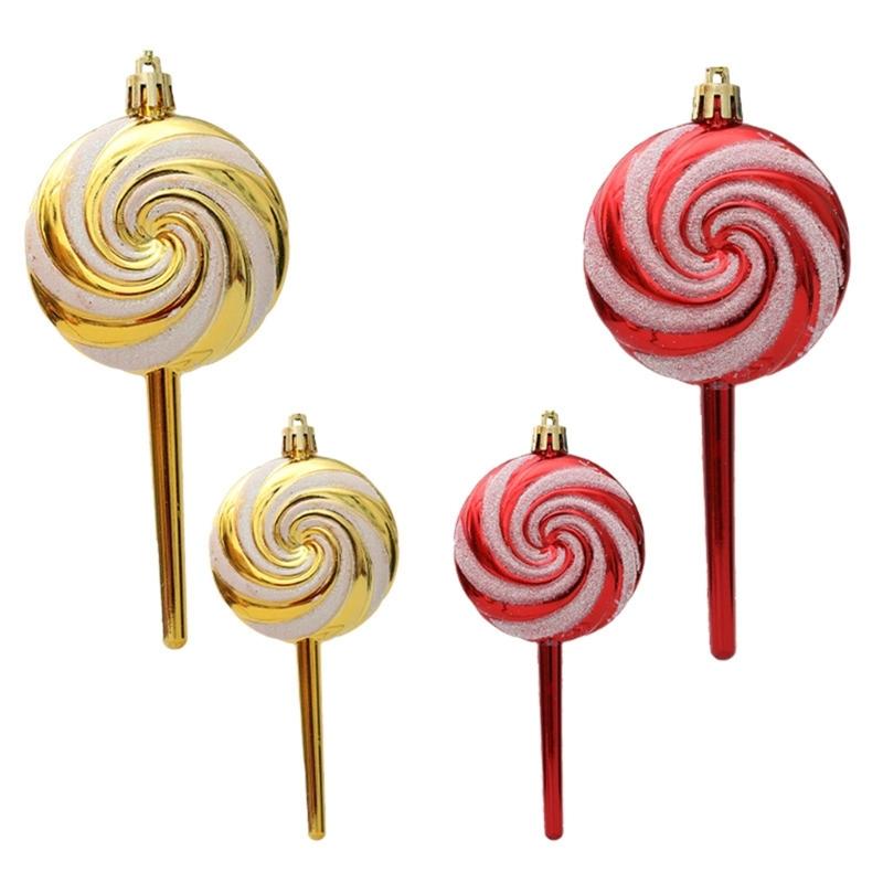Christmas Tree Decorations Candy Ornaments Pack of 4 Lollipop Hanging Ornaments for Festivals